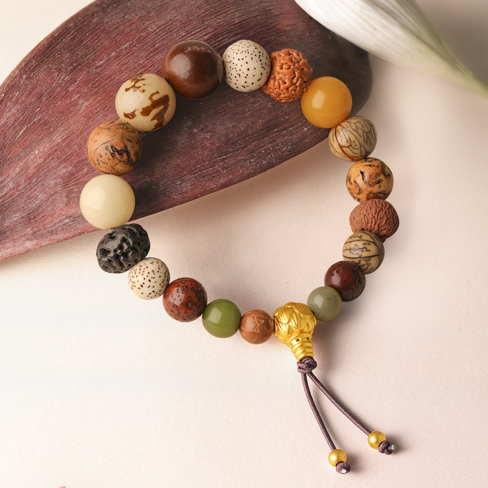 九華山' 24K金珠手鍊 十八顆菩提子珠 A1914674