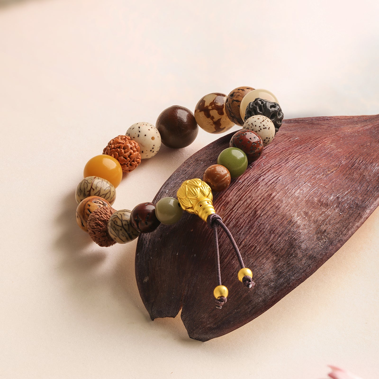 九華山' 24K金珠手鍊 十八顆菩提子珠 A1914674