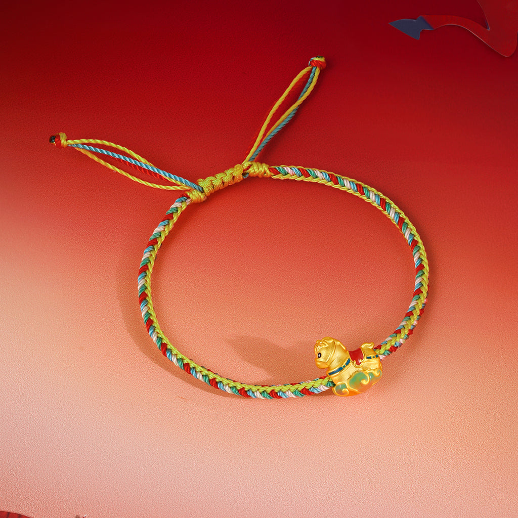 'Year of the Horse'  24K Gold String Bracelet Horse 0.7-1g 16cm-22cm A1721011