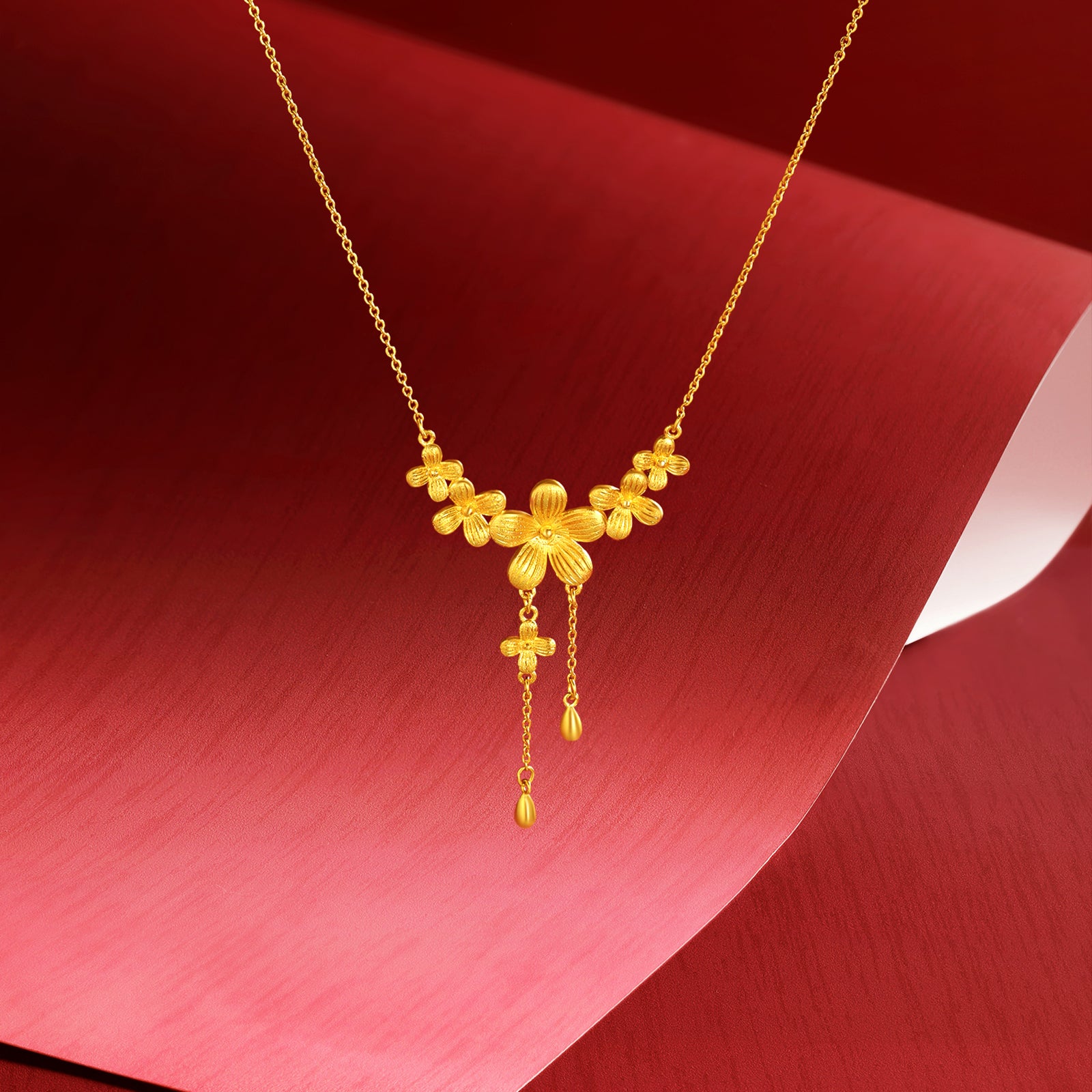 「公主婚禮」24K 黃金吊墜項鍊 花朵 7.15-7.55克 A0622061