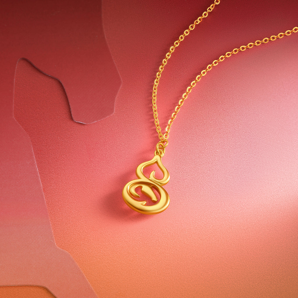 'Year of the Horse' 24K Gold Pendant Necklace Horsehead Gourd 3.45-3.85g 40cm-45cm A0623376