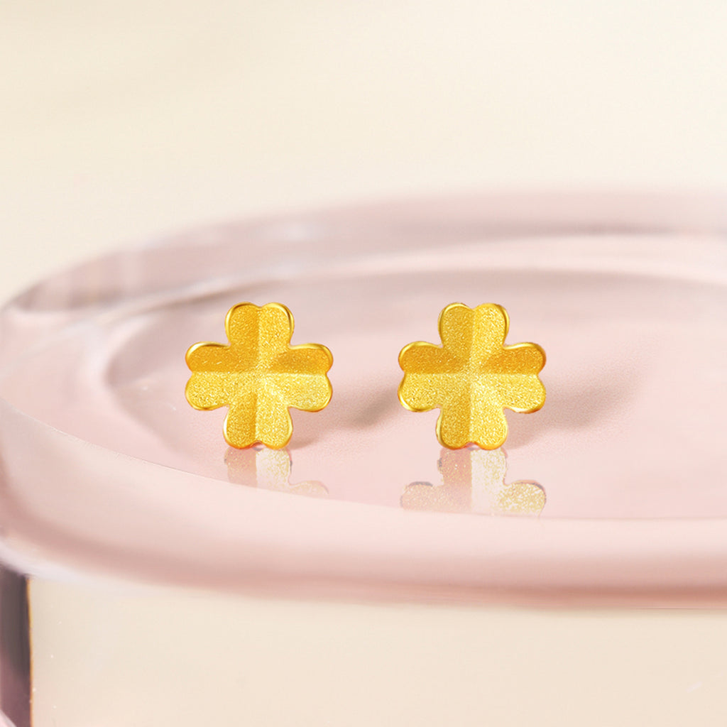 24K金四葉草耳環 0.61-0.81克 AA096009