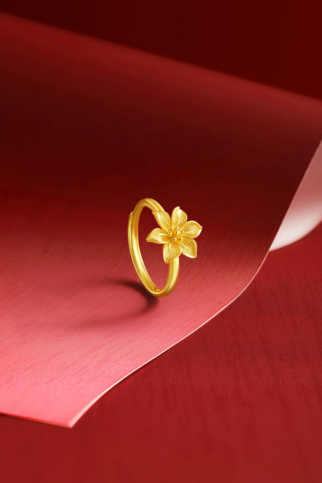 "Princess Wedding" 999 24K Gold Ring Flower 3.52-3.82g A0222059