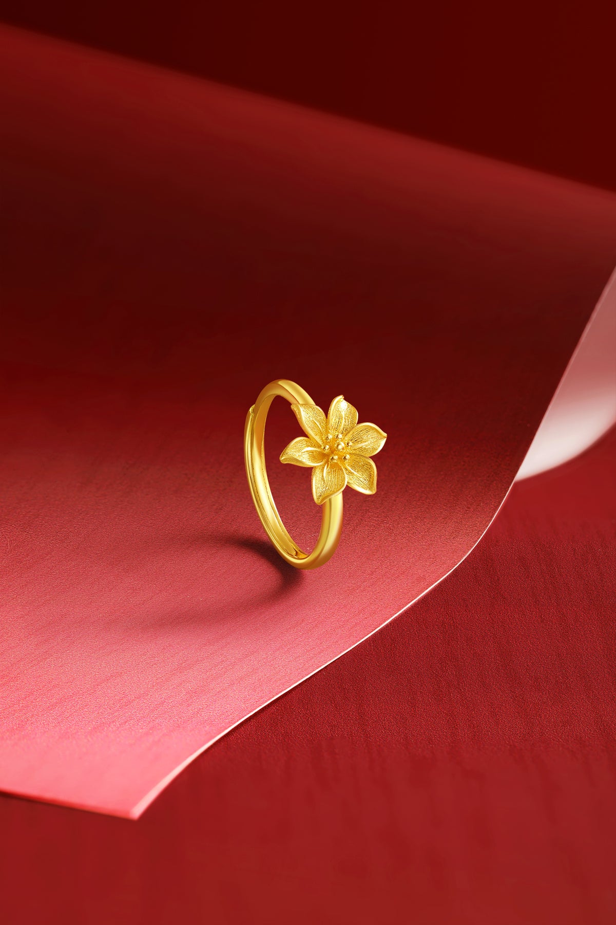 "Princess Wedding" 999 24K Gold Ring Flower 3.52-3.82g A0222059