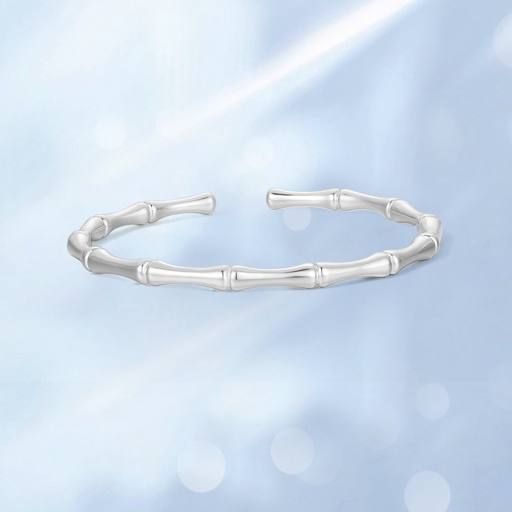 ZHOU LIU FU .999 Fine Silver Solid Adjustable Cuff Bangle Bracelet for Women, Bone-Shaped Fine Jewelry Halloween Gift for Her 2.12–2.2 in