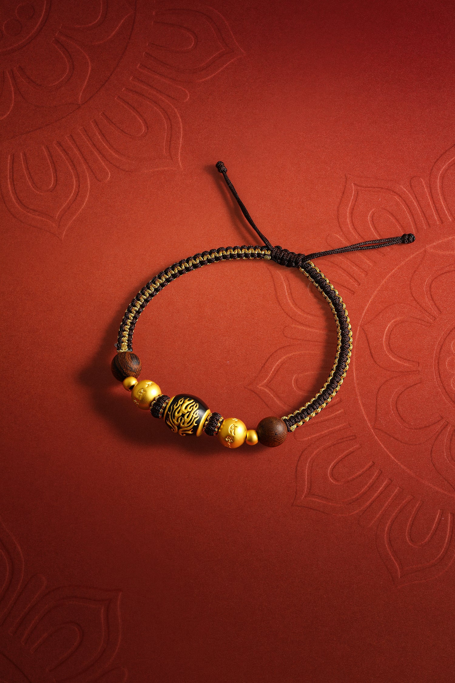 "Jiuhua Mountain" 24K Gold String Bracelet 1.5-3.5g A1735606