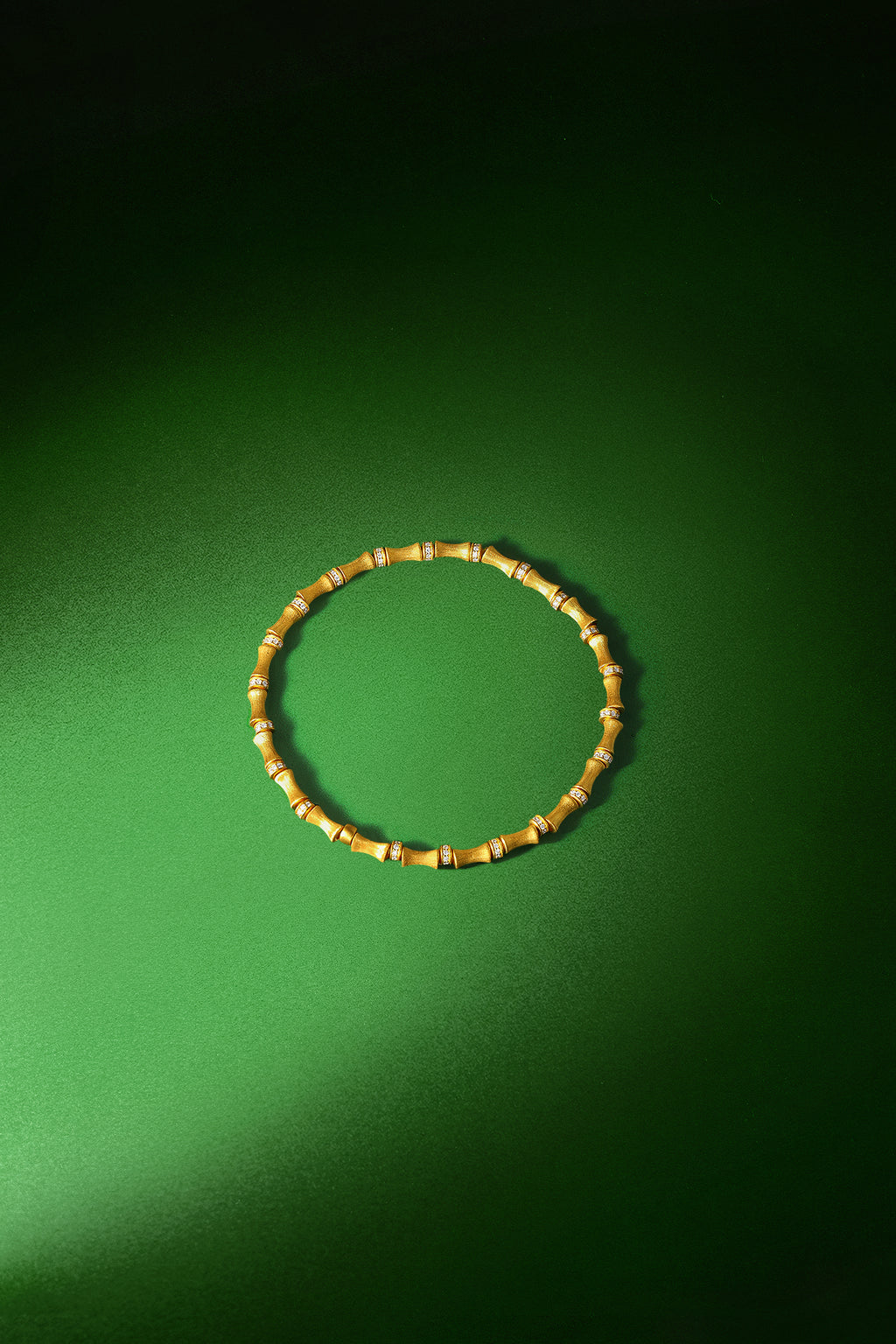 "Chinese Culture Collection - Dan Qing" 24K Gold Beaded Bracelet Diamond 0.0023ct Bamboo 7.5-9.5g W1936314