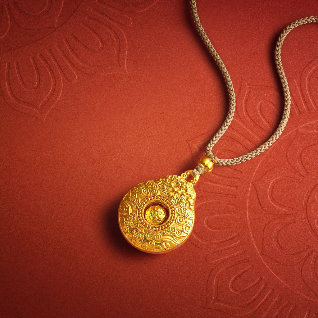 "Jiuhua Mountain" 24K Gold Diamond Rotatable Gourd Pendant 0.0042ct W0437884