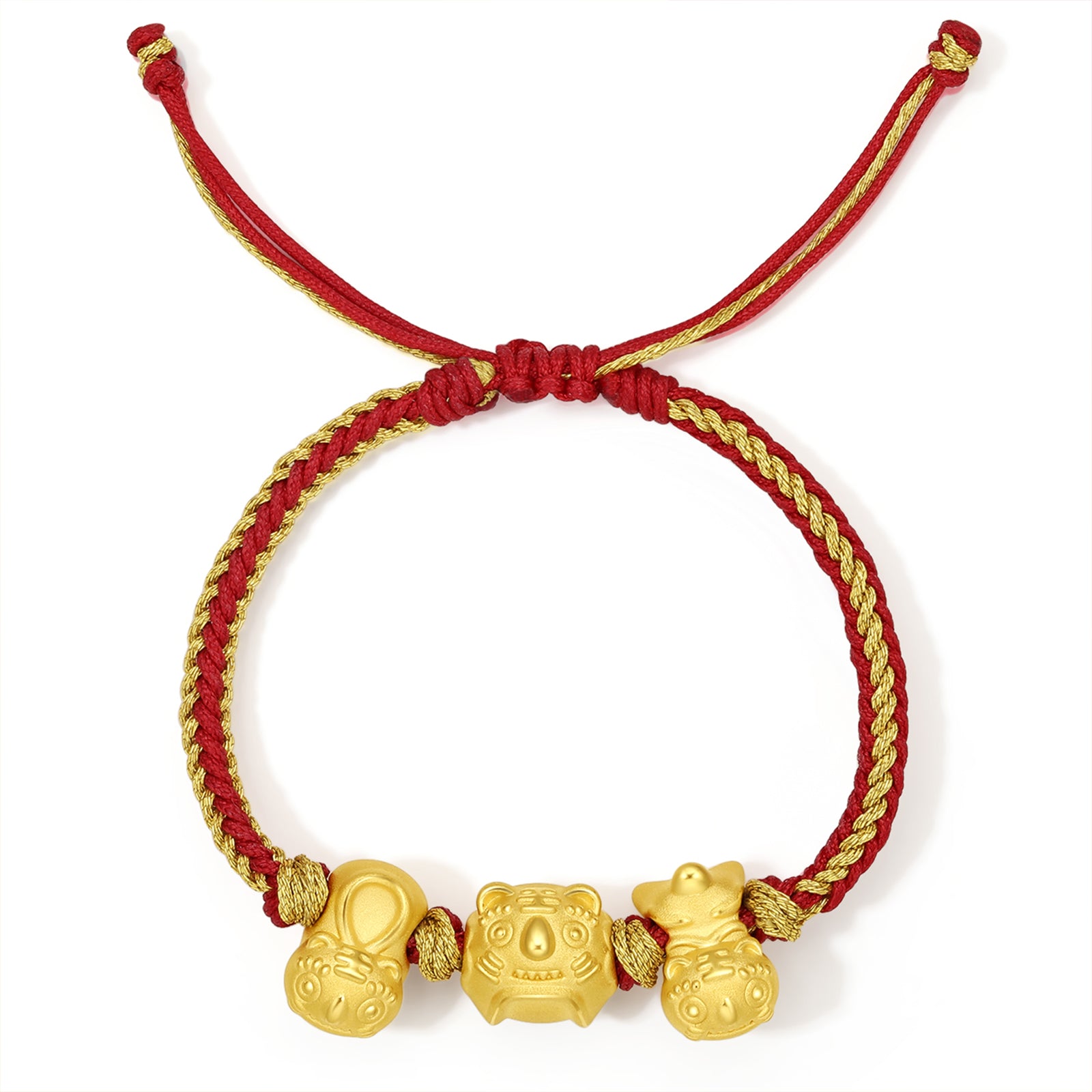 「生肖虎」24K 黃金串珠手鍊 虎 2-2.3g A1711121