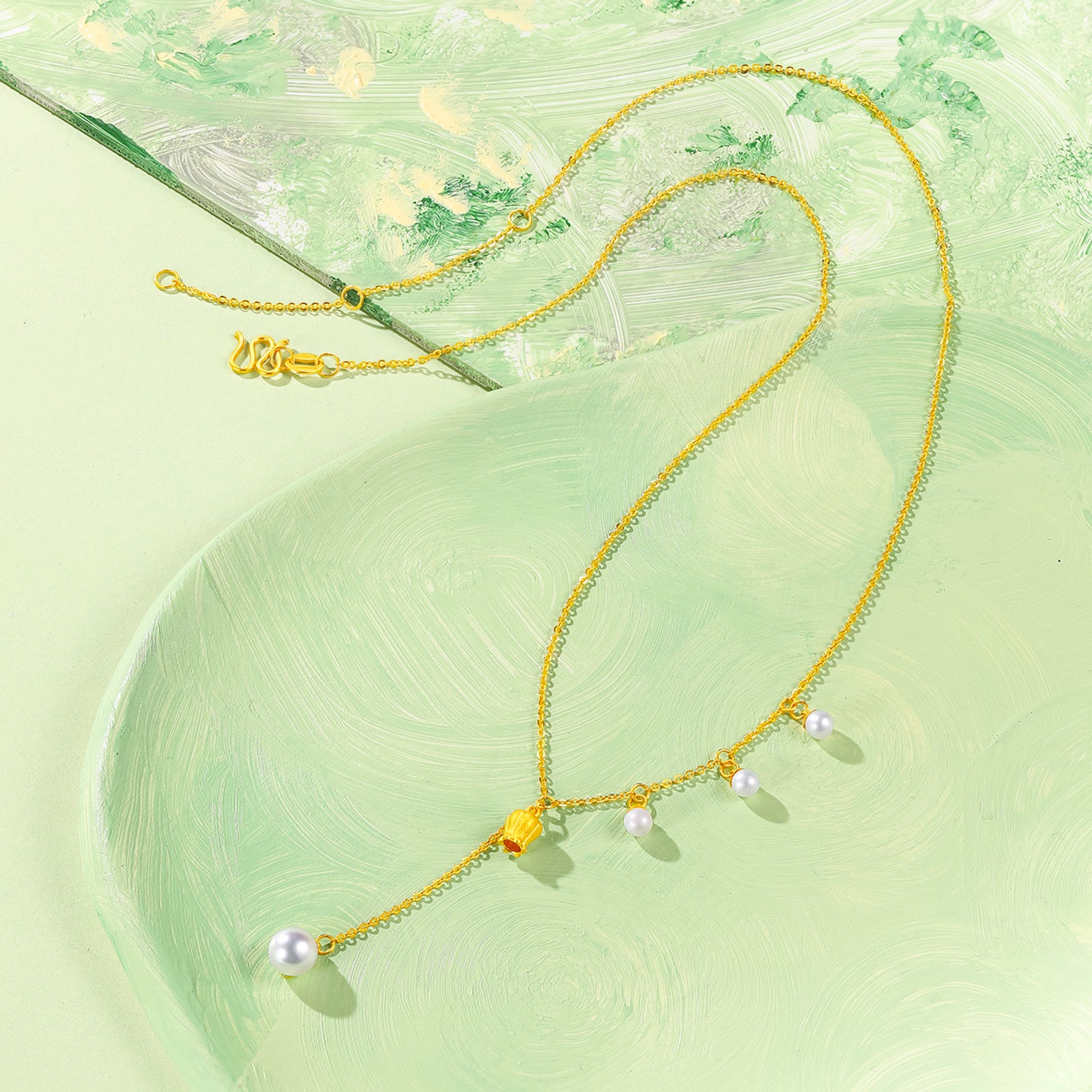 999.9 24K Gold Pendant Necklace Pearl 2.5-3.1g X0613030