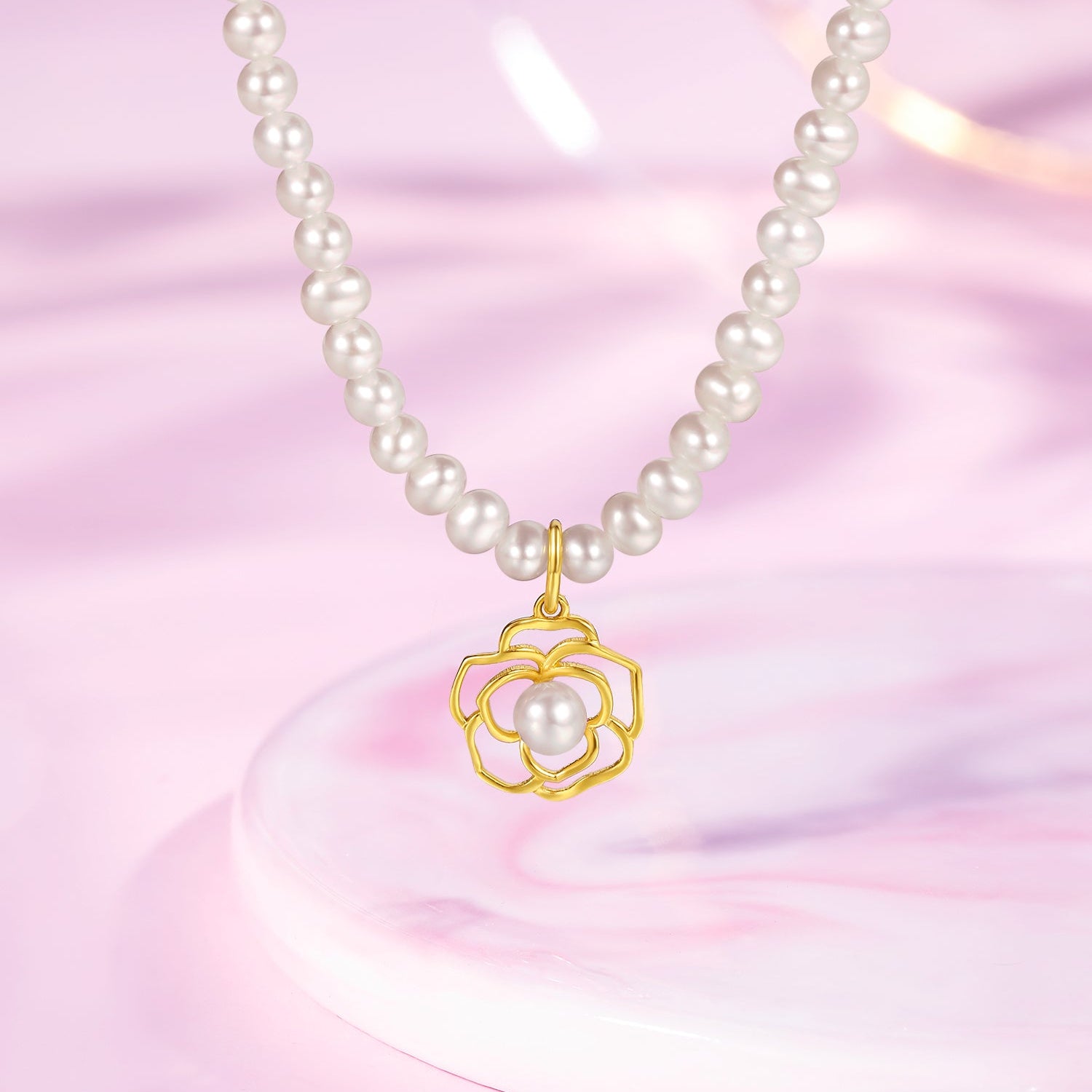 18K Gold Pendant Necklace Pearl 1-1.3g X0611716