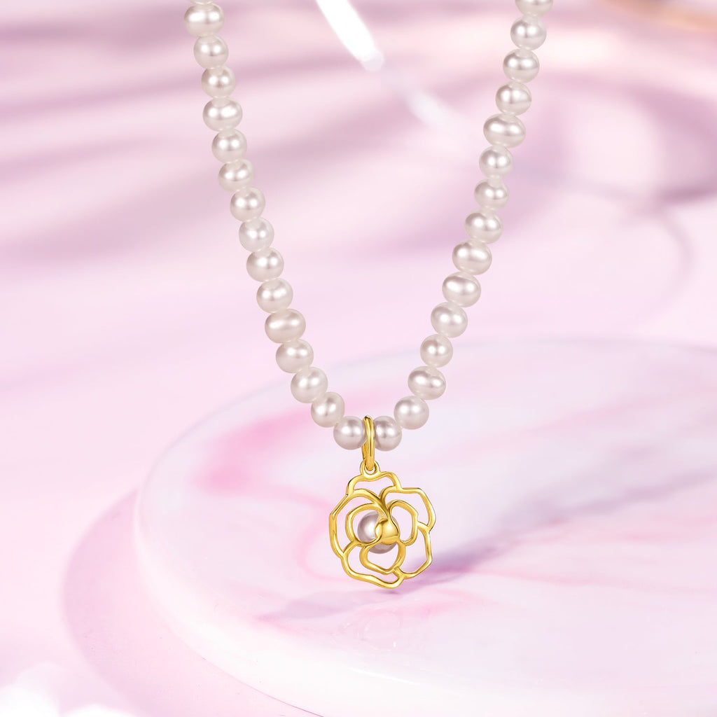 18K Gold Pendant Necklace Pearl 1-1.3g X0611716