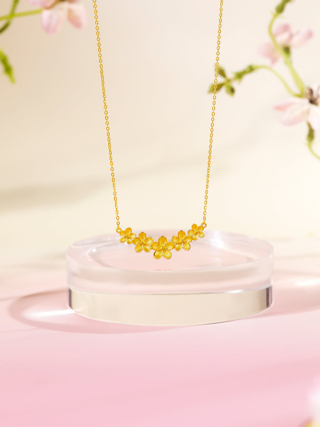 999 24K Gold Pendant Necklace Flower 4.4-4.8g A0611667