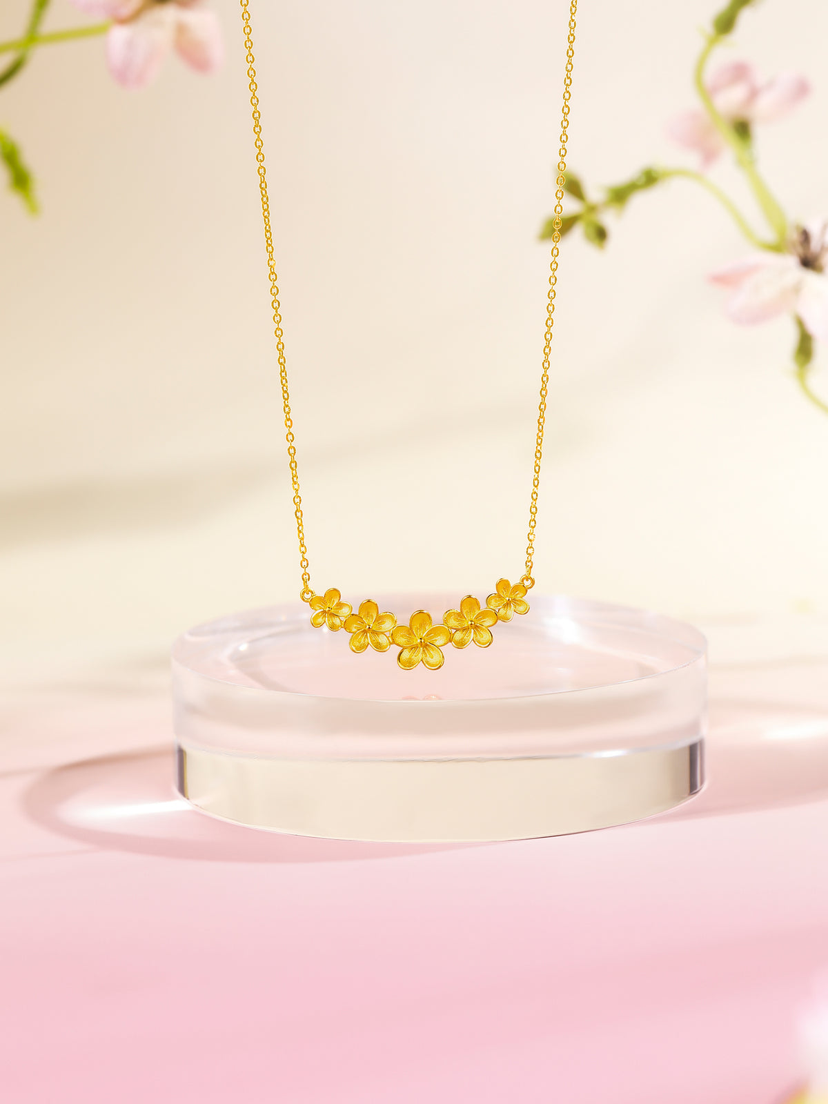 999 24K Gold Pendant Necklace Flower 4.4-4.8g A0611667
