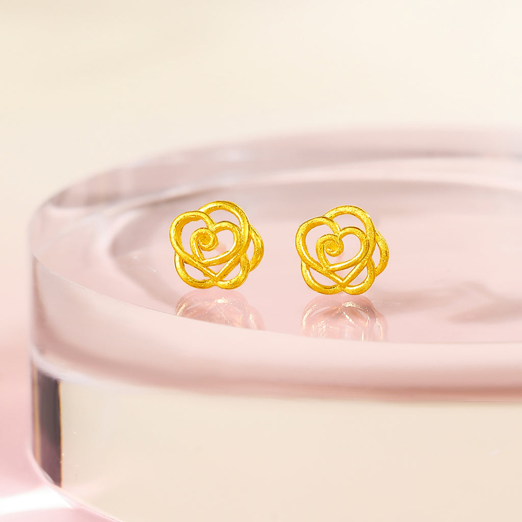 999 24K Gold Earrings Flower 1.6-2.4g A0911680