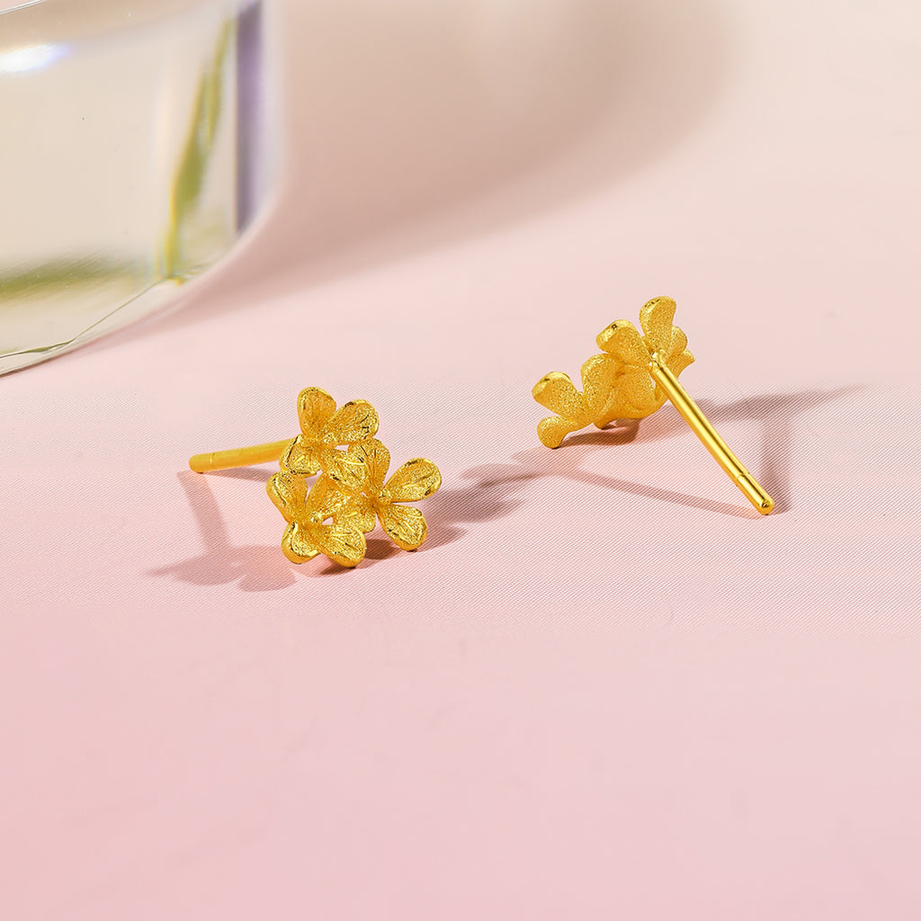 999 24K Gold Earrings Flower 1.4-1.7g A0911673