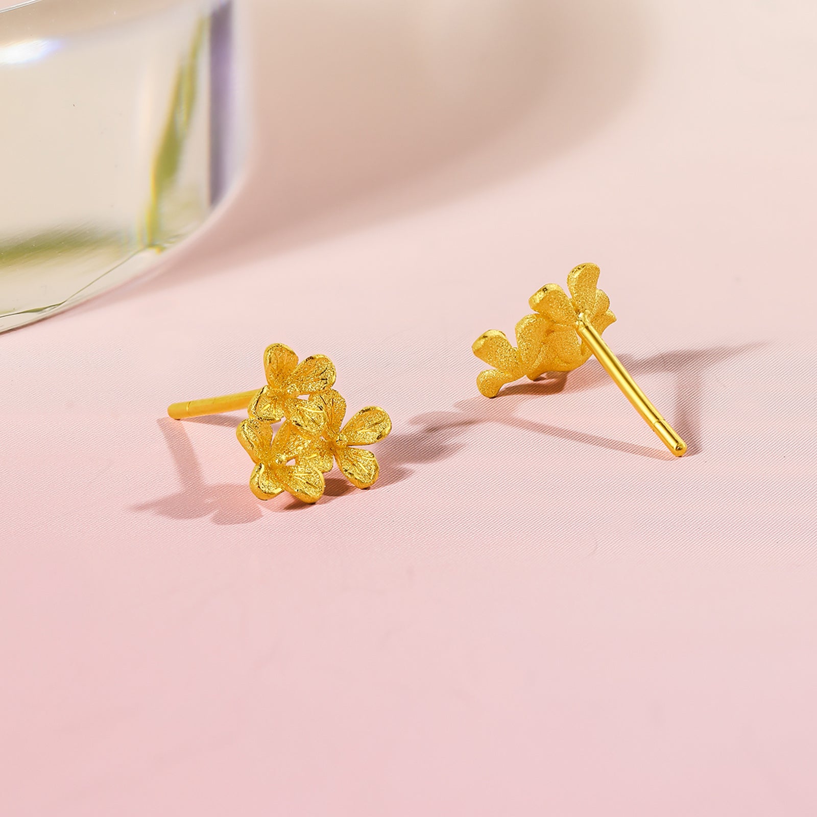 999 24K Gold Earrings Flower 1.4-1.7g A0911673