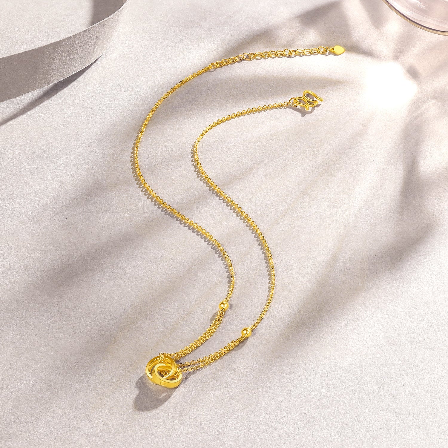 999.9 24K 金吊墜項鍊，環環相扣，7.3-7.8公克，A0611857