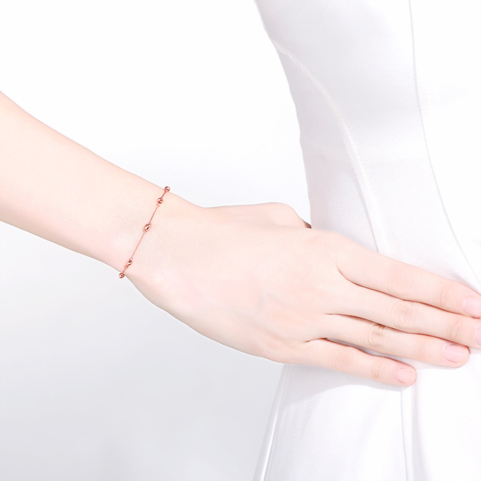 18K Rose Gold Chain Bracelet 1.1-1.3g KI075379