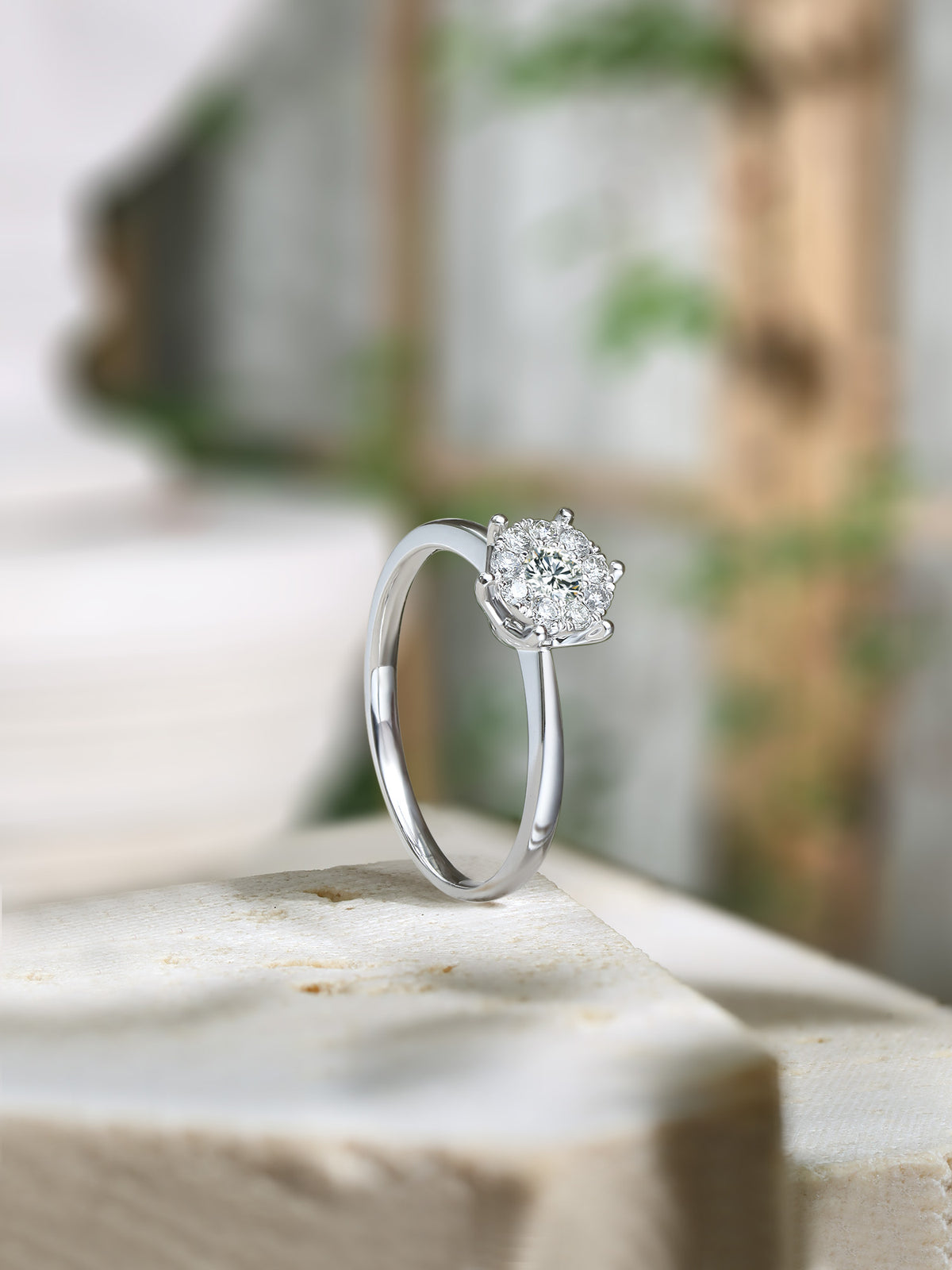18K White Gold Ring Diamond 0.1ct 0.015ct 1.7-2.3g KGDB020959
