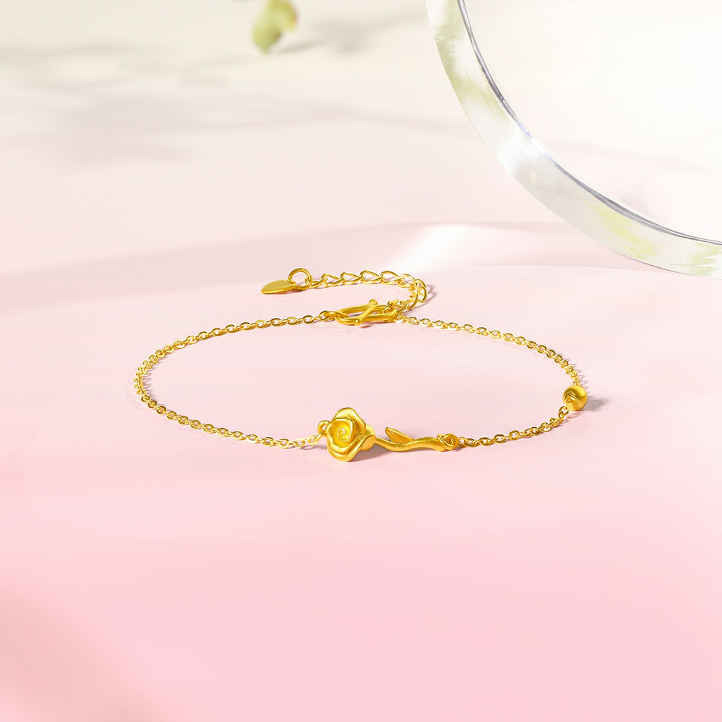 999 24K Gold Chain Bracelet Flower 1.8-2.6g A0711678