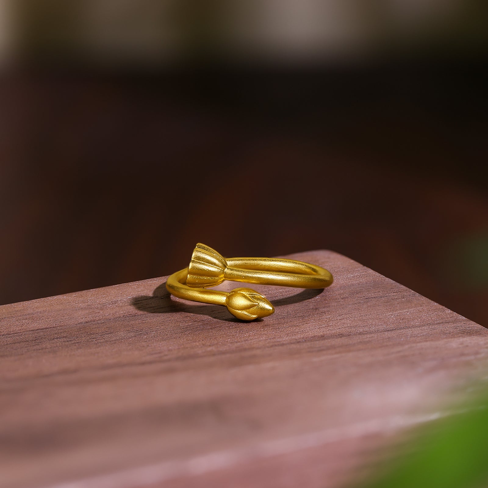 'Antiquity Gold' 999.9 24K Gold Ring Lotus 4.2-4.8g A019369