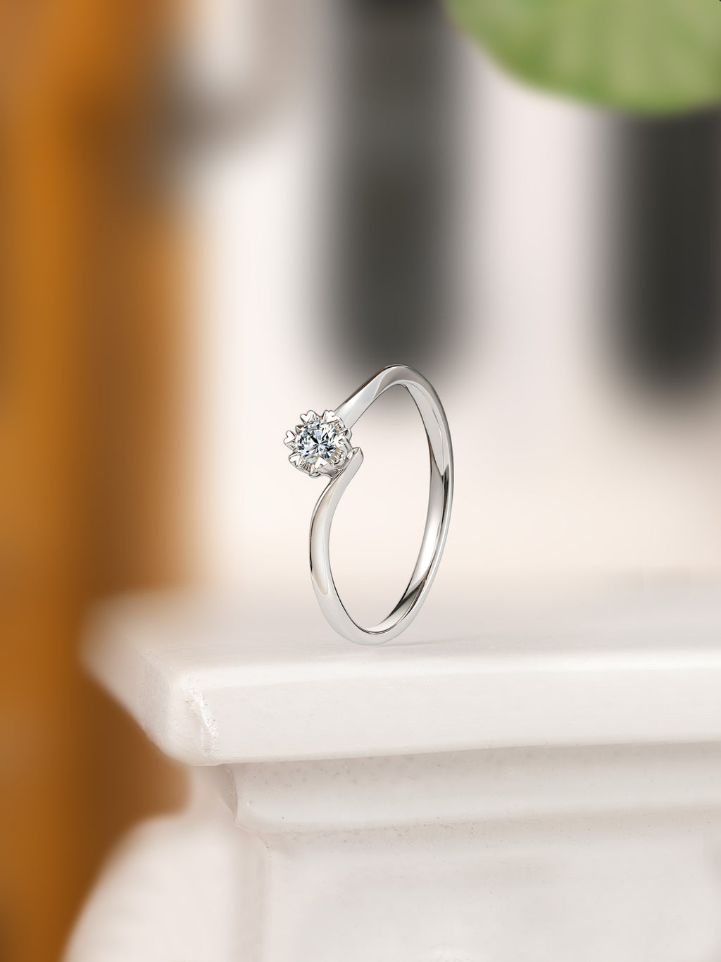 18K White Gold Ring Diamond 0.1ct 1.1-1.6g KGDB021231