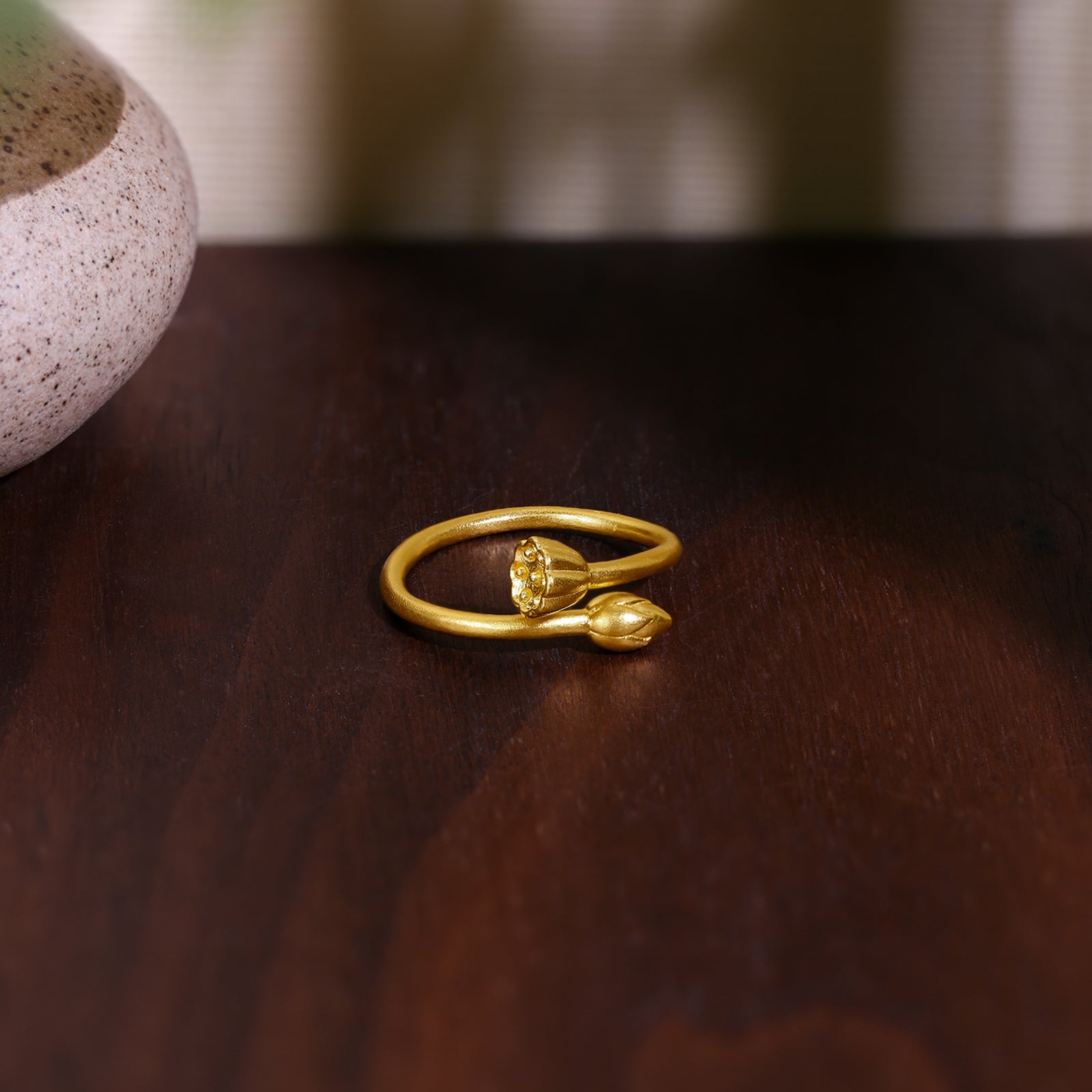 'Antiquity Gold' 999.9 24K Gold Ring Lotus 4.2-4.8g A019369