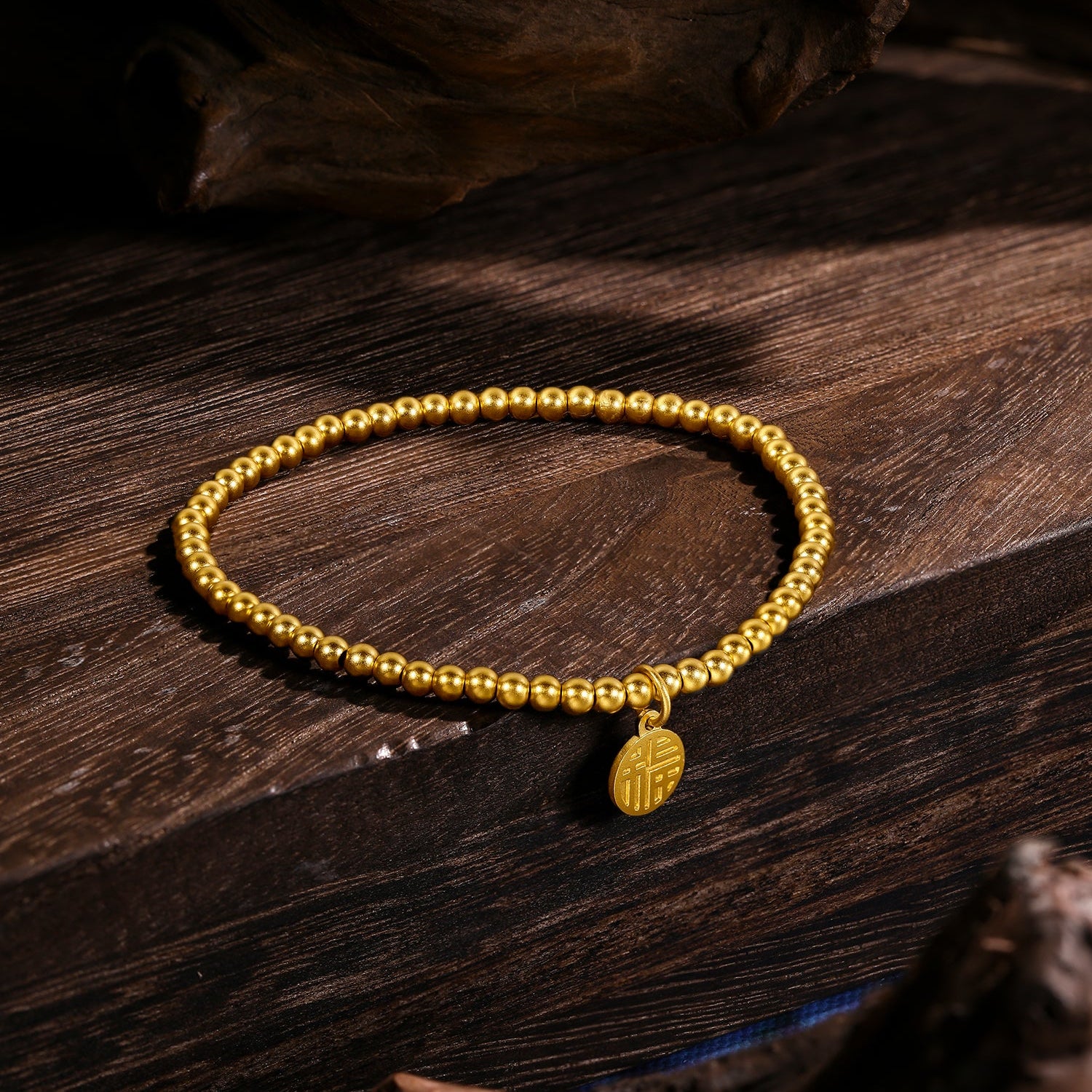 Antiquity Gold' 999.9 24K Gold Beaded Bracelet 4.6-5g A198679