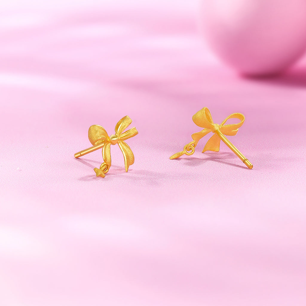 "Cute&Cool" 999 24K Gold Earrings Bow 1.2-1.5g A0912000