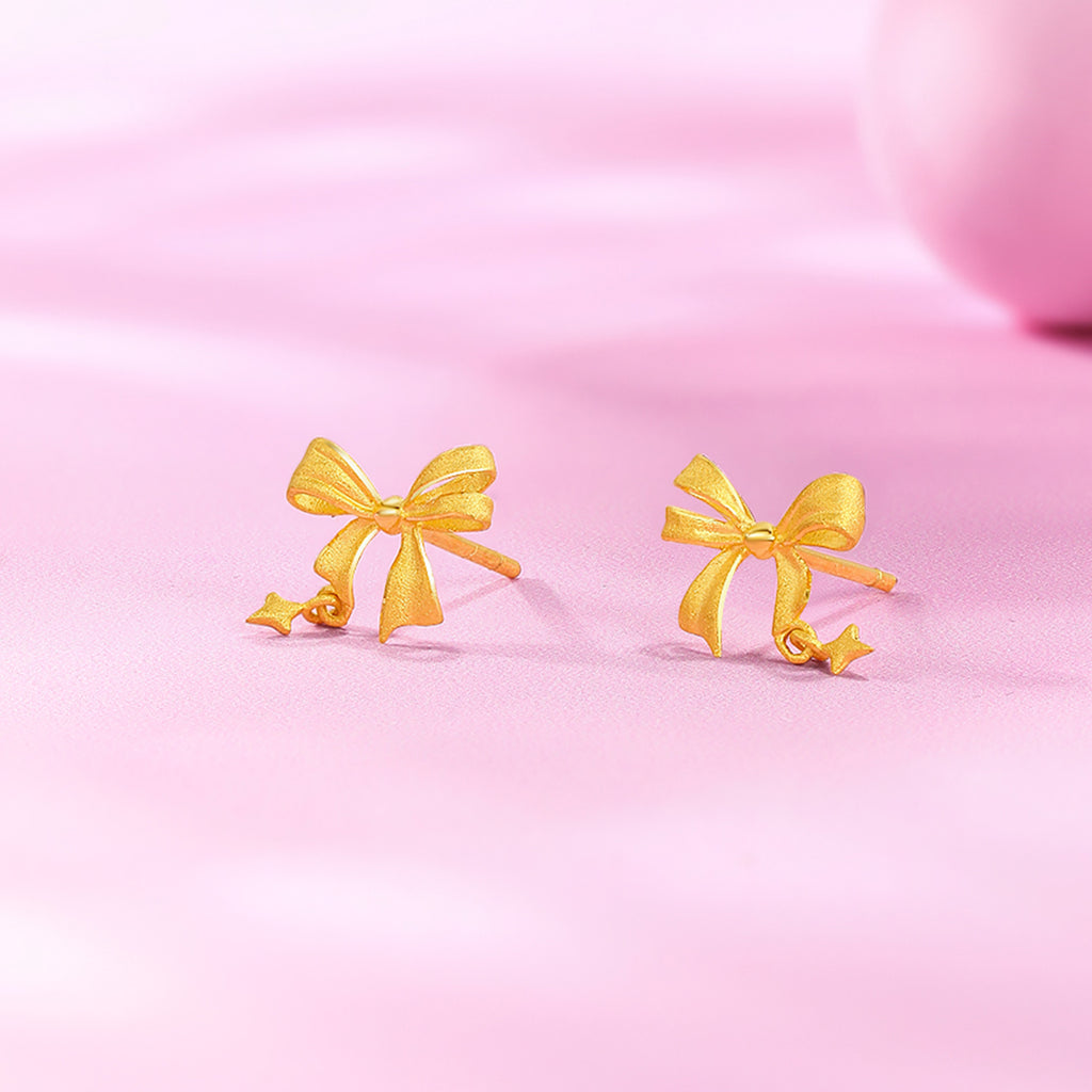 "Cute&Cool" 999 24K Gold Earrings Bow 1.2-1.5g A0912000