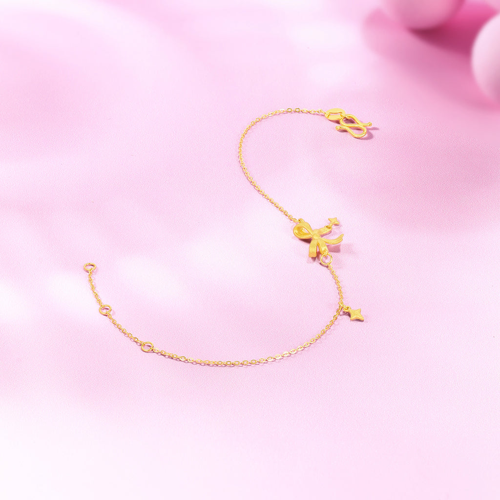"Cute&Cool" 999 24K Gold Chain Bracelet Bow 2-2.5g A0711999
