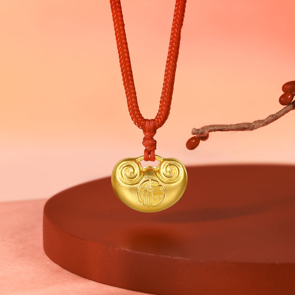 999.9 24K Gold Pendant Necklace 5.2-6.2g Ruyi 如意 A0412637