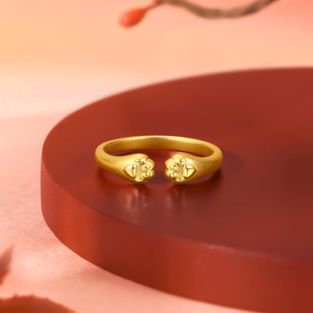 999 24K Gold Ring Cat's paw 3.8-4.5g A0112537