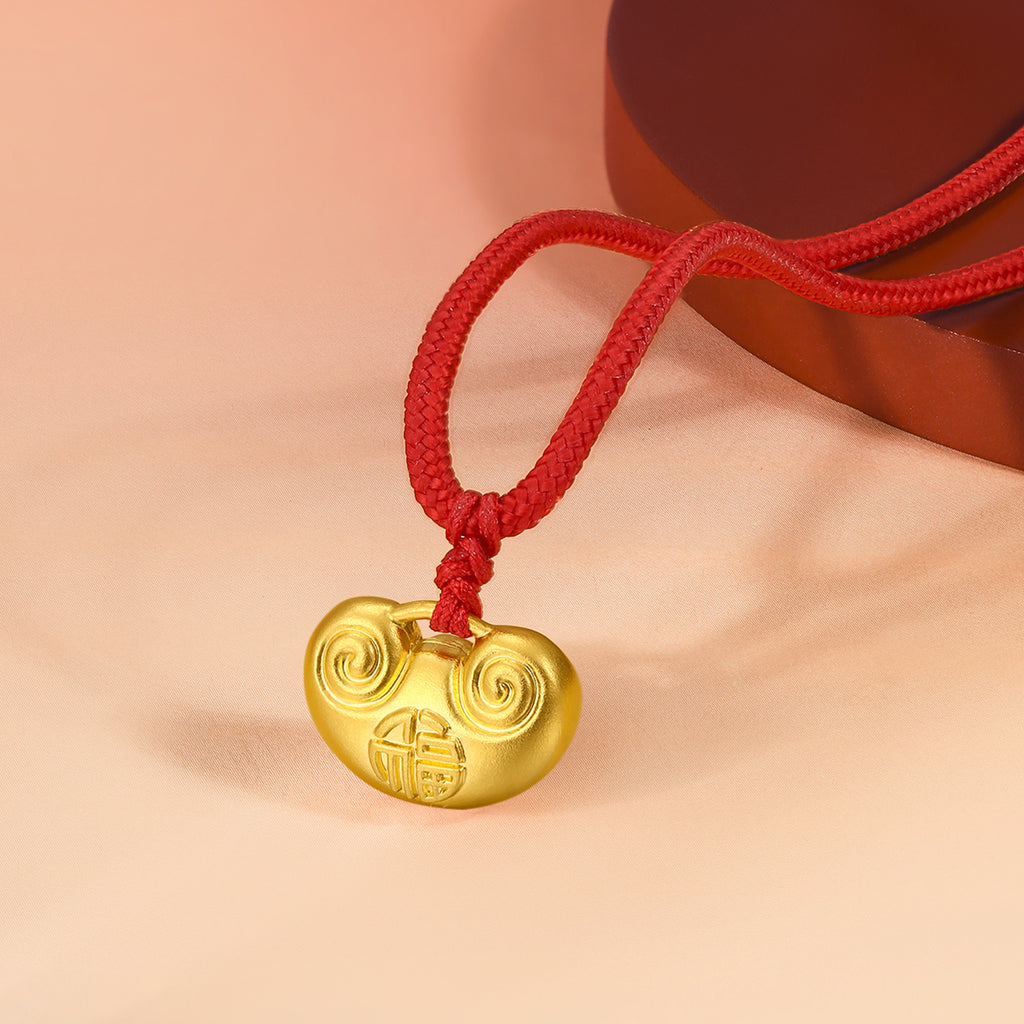 999.9 24K Gold Pendant Necklace 5.2-6.2g Ruyi 如意 A0412637