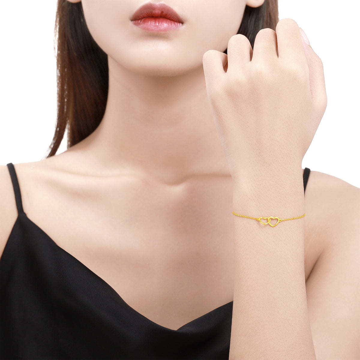 999 24K Gold Chain Bracelet Heart 2-2.4g AA076591