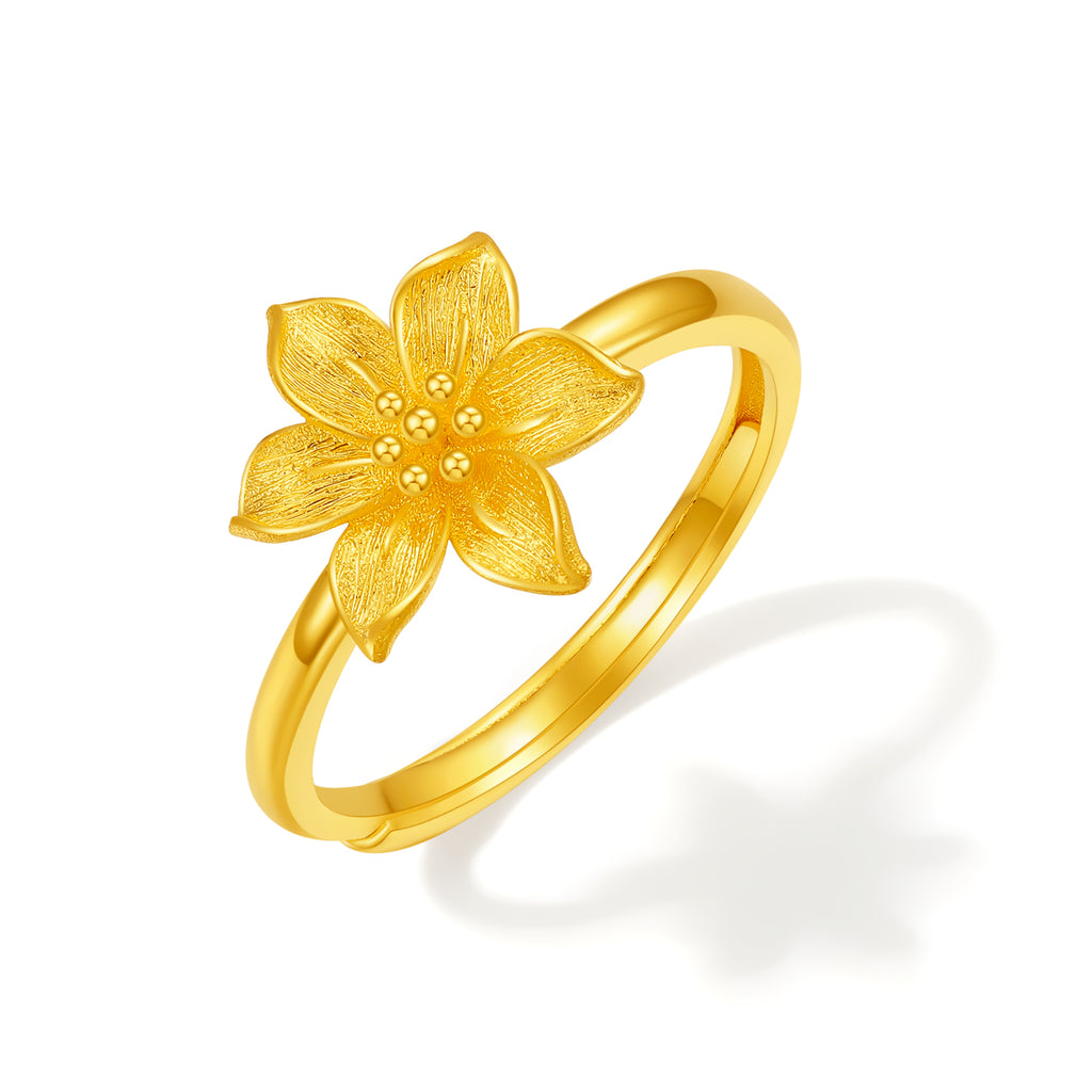 "Princess Wedding" 999 24K Gold Ring Flower 3.52-3.82g A0222059