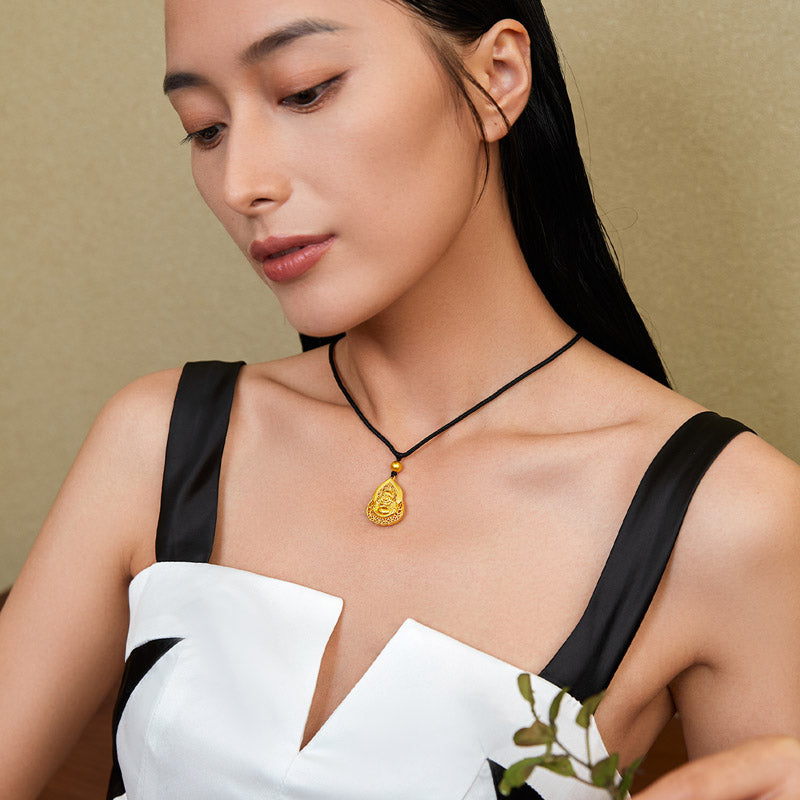 'Antiquity Gold' 999.9 24K Gold Pendant Necklace Buddha 6.8-8.3g A049201