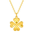24K Gold Pendant Necklace Clover 3.6-4.2g 40+5cm A0610846
