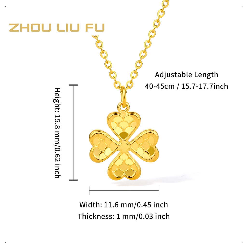 24K Gold Pendant Necklace Clover 3.6-4.2g 40+5cm A0610846