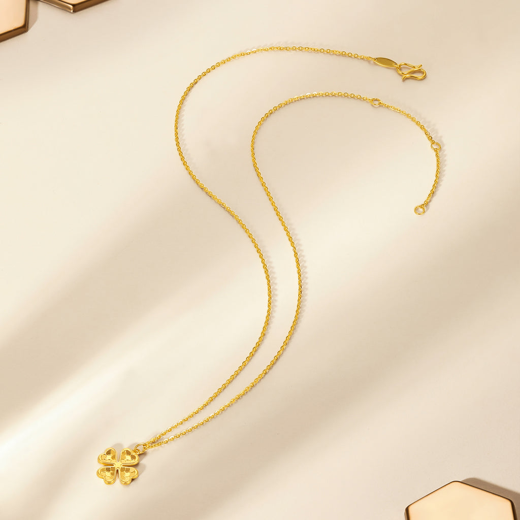 24K Gold Pendant Necklace Clover 3.6-4.2g 40+5cm A0610846