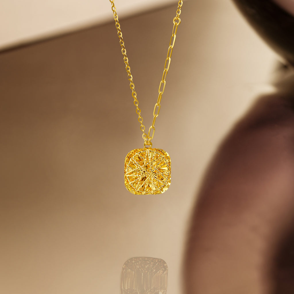 24K Gold Pendant Necklace Geometry 4-4.3g A0613172