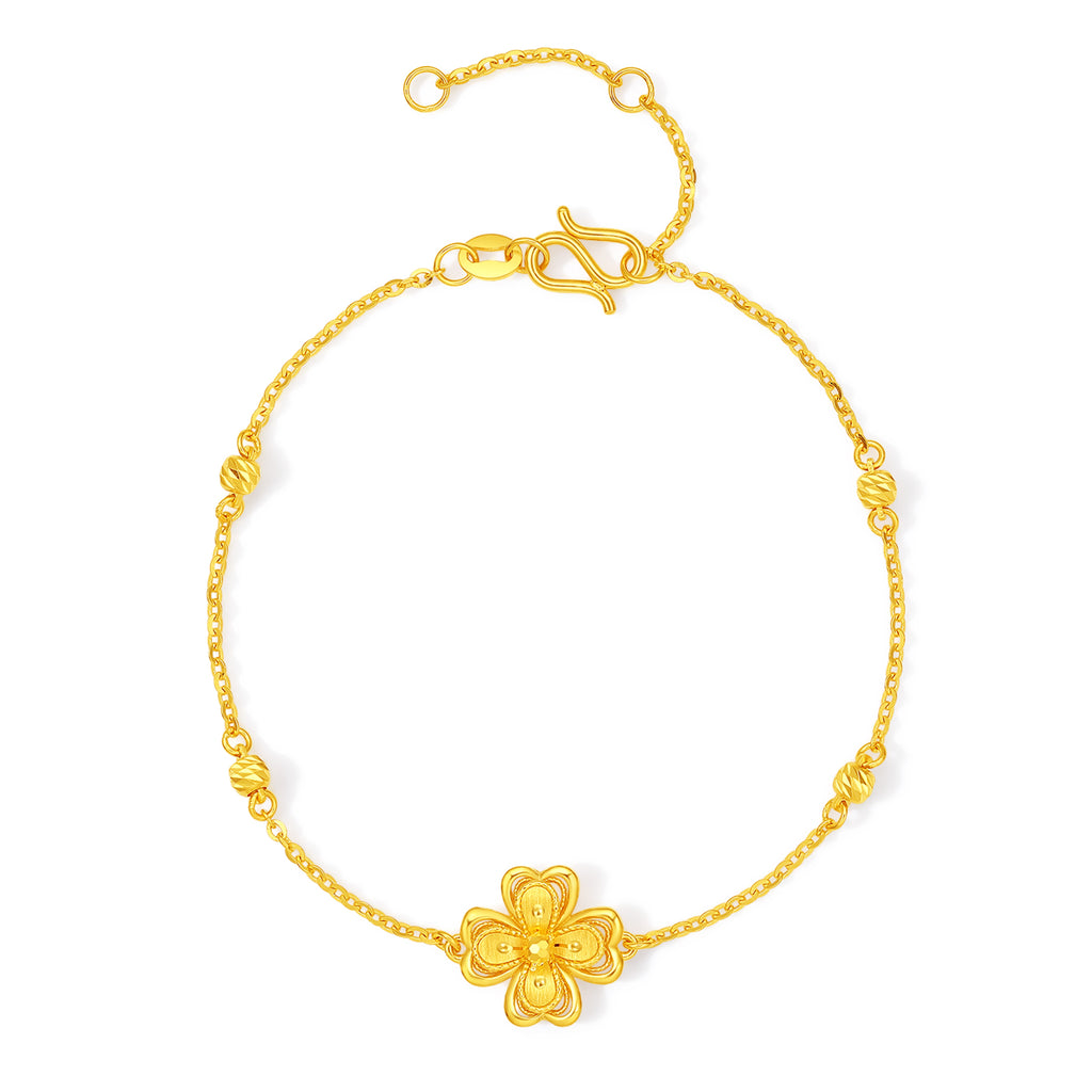 「公主的婚禮」24K 黃金手鍊 幸運草 3.07-3.67g A0722046