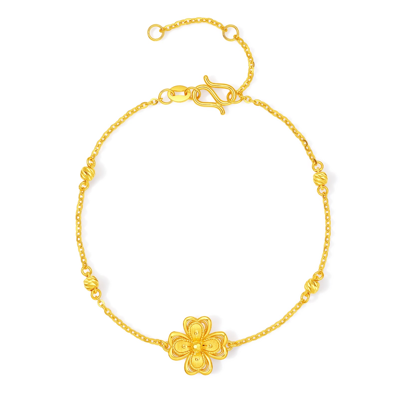 「公主的婚禮」24K 黃金手鍊 幸運草 3.07-3.67g A0722046