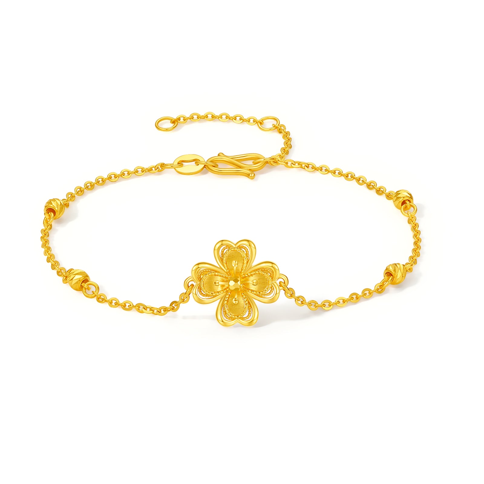 「公主的婚禮」24K 黃金手鍊 幸運草 3.07-3.67g A0722046