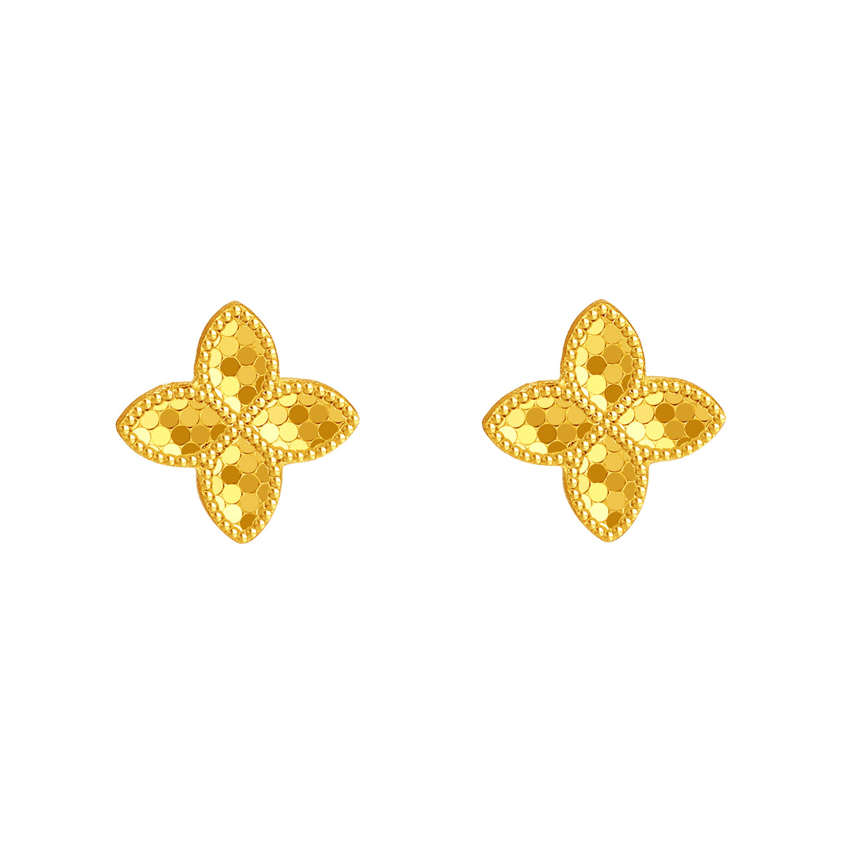 24K Gold Earrings Clover 0.85-1.15g A0921141