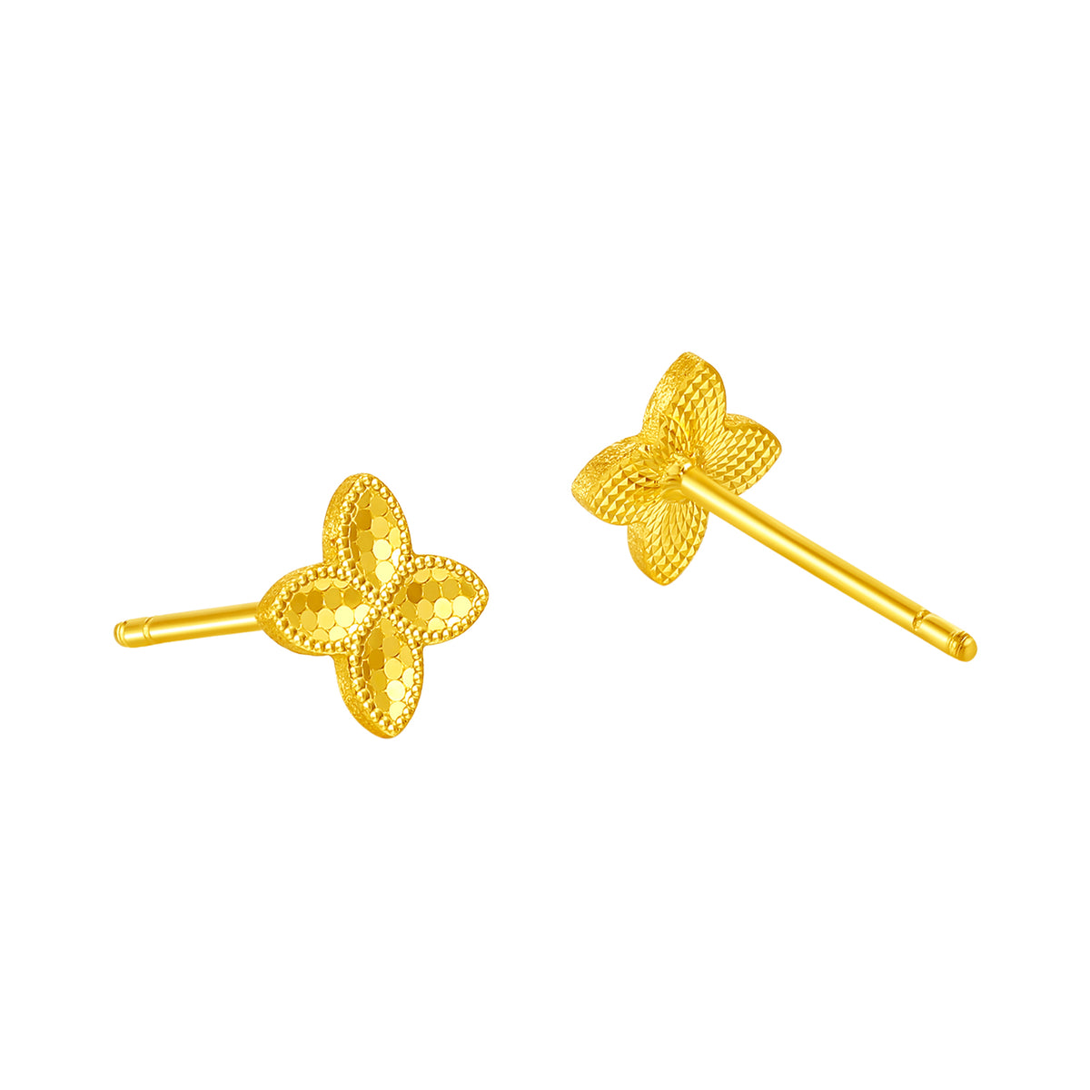 24K Gold Earrings Clover 0.85-1.15g A0921141