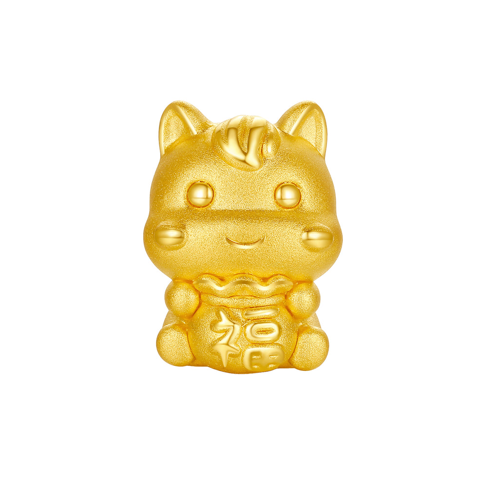 「馬年」24K金馬年運勢手鍊，含馬形招財袋，0.7-1克，17厘米和19厘米，A1615526