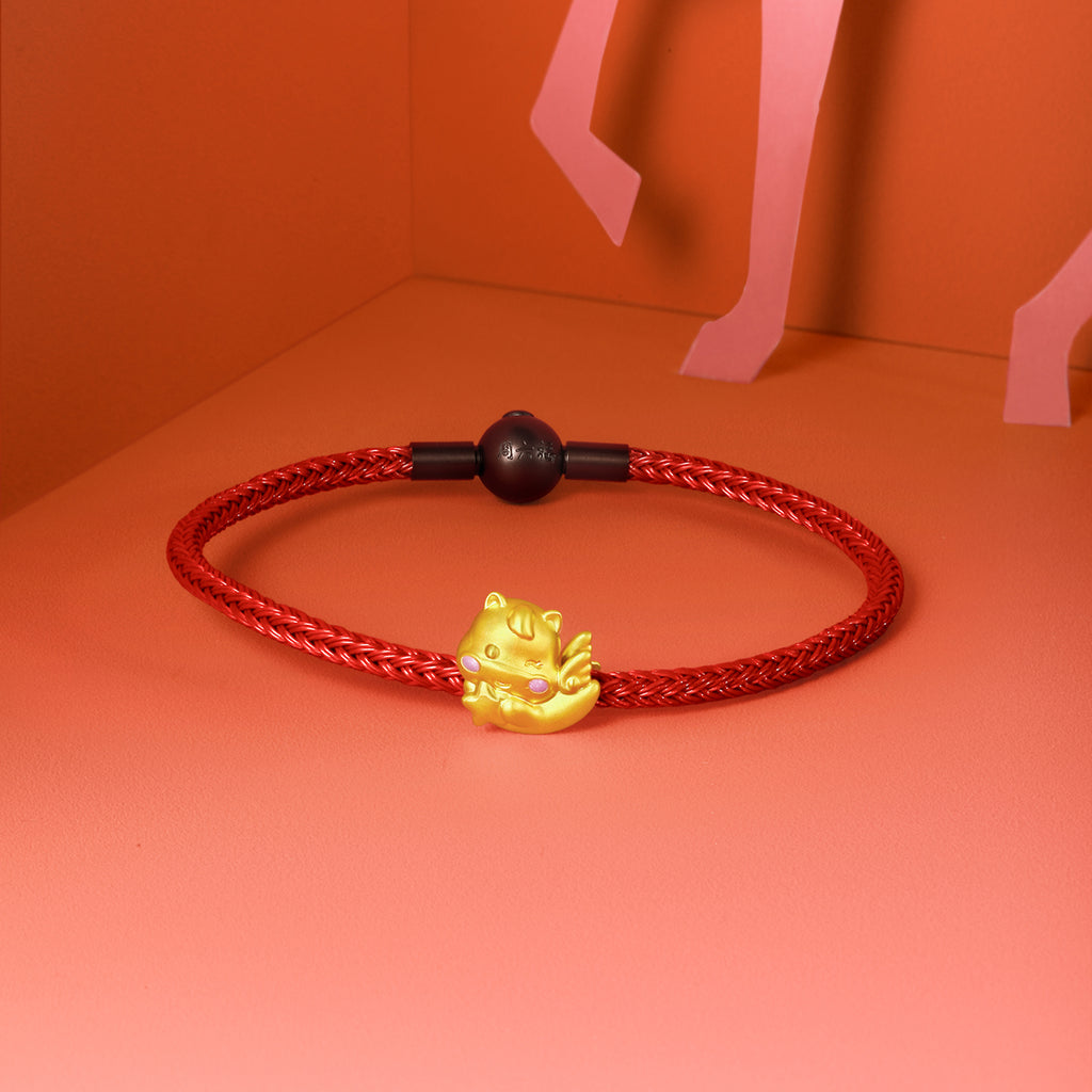 'Year of the Horse' 24K Gold Charm Bracelet Horse Star 0.65-0.95g 17cm & 19cm A1615703