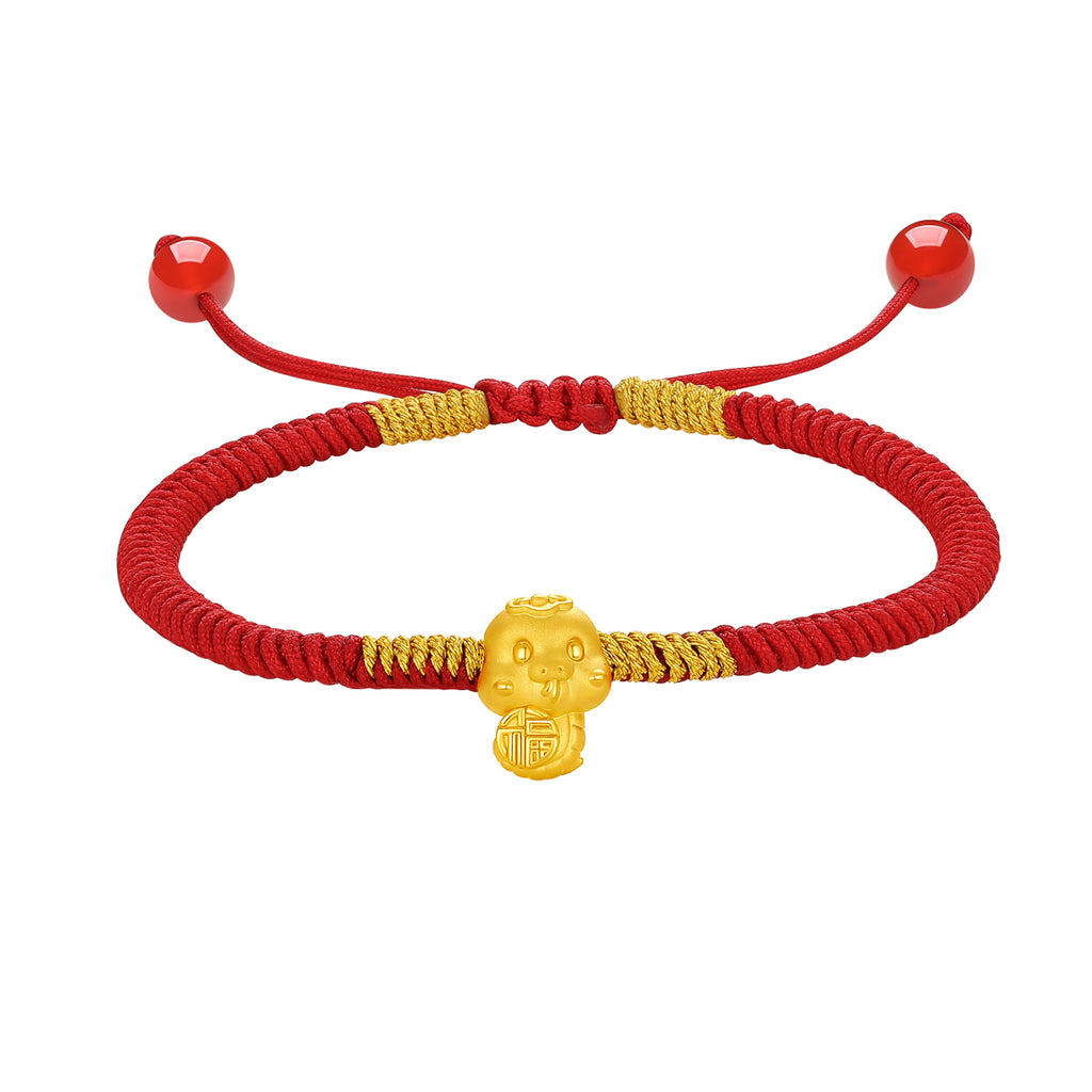 "Chinese Zodiac Snake" 24K Gold String Bracelet Snake 0.35-0.5g A1713121
